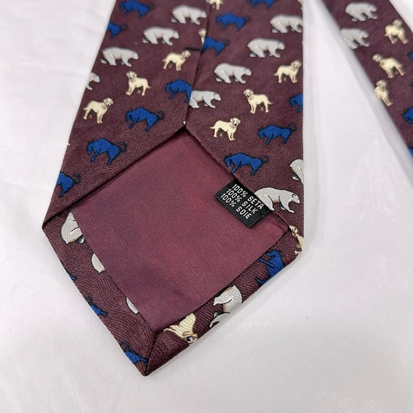 Designs by Anthony - Animal Print Burgundy Mens Silk Necktie ⭐️ EUC - Picture 5 of 6